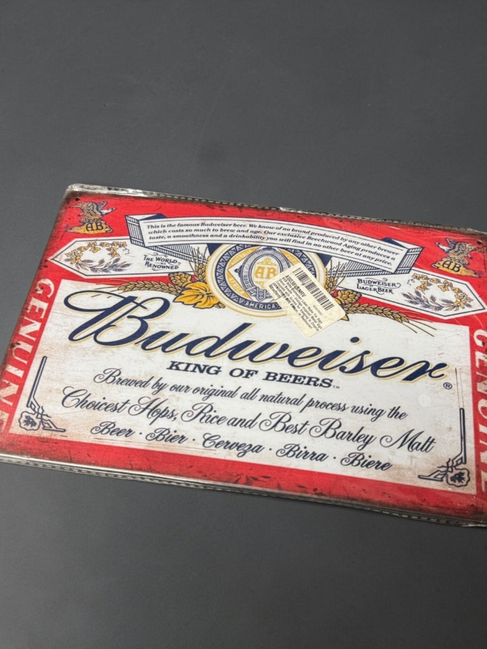 Budweiser Vintage Tin Sign 12x8 Beer Bar Man Cave Pub Wall Decor NWT